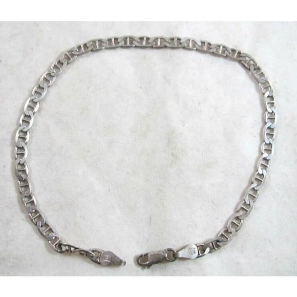 Vintage Made in Italy 925 Silver Mariners Link Bracelet‎ Anklet 6in Lobster Claw - Picture 1 of 16